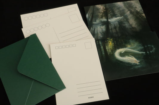 White Dragon Postcard Set (5 pcs) | Fine Art Prints by Linyu Wang